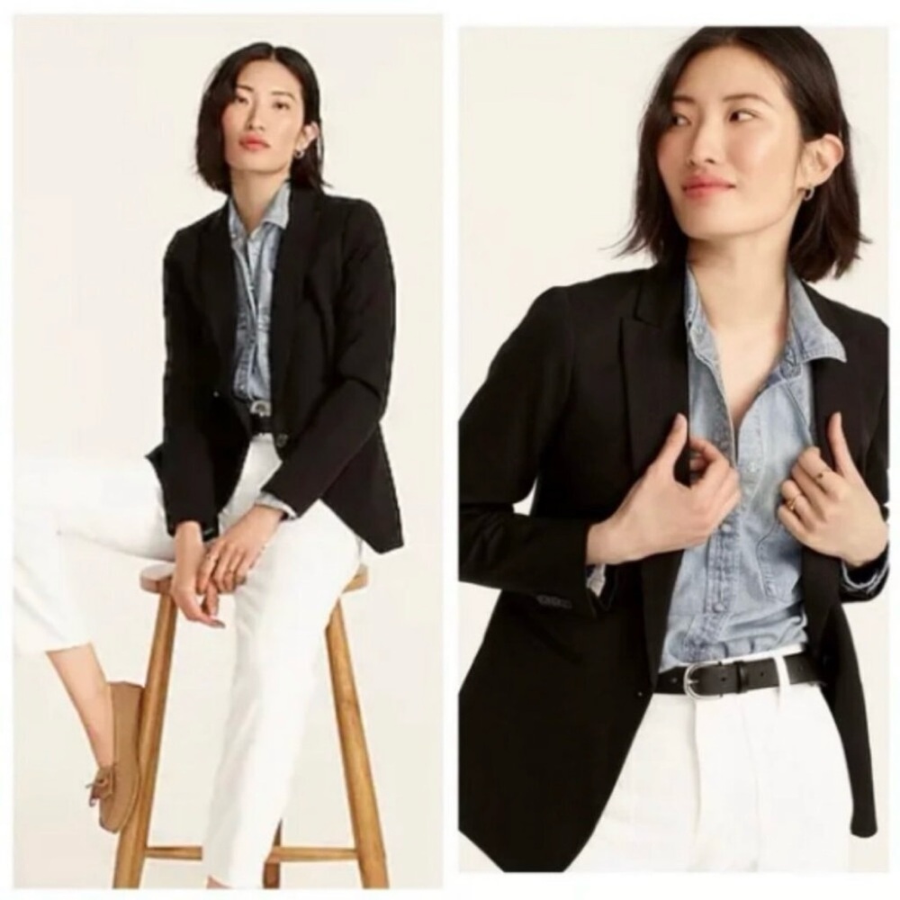 JCREW Schoolboy Single Button Blazer stretch Cotton 16T tall Black
